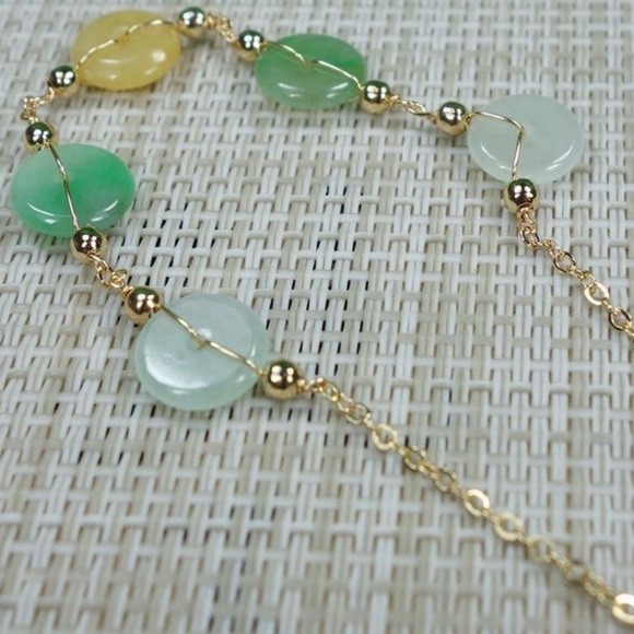 Certified Green+white+yellow 100% Natural A Jadeite jade Bracelets 14K手链 - Picture 1 of 12